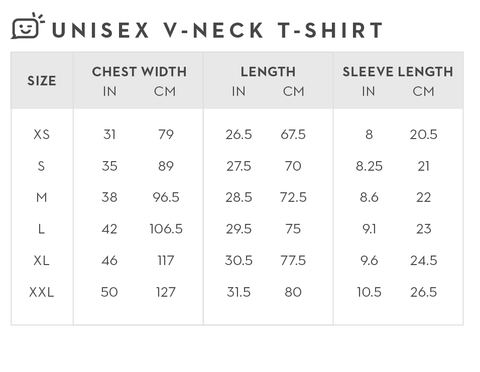 Unisex V-Neck Tee size Guide | Sarcastic Me