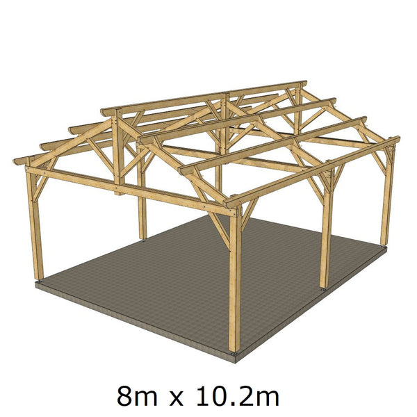 
    Hangar bois modèle FARO / 2 pans 8.0 x 10.20m 25° de pente – KITBOIS.COM
  