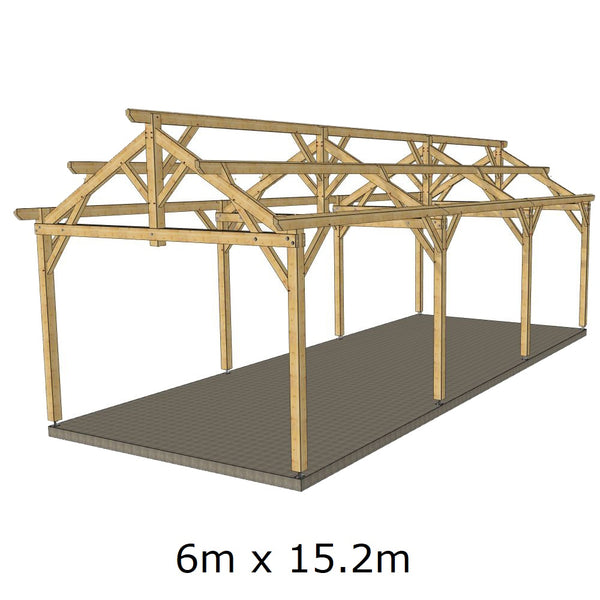 
    Hangar bois modèle COIMBRE / 2 pans 6.0 x 15.20m 30° de pente – KITBOIS.COM
  