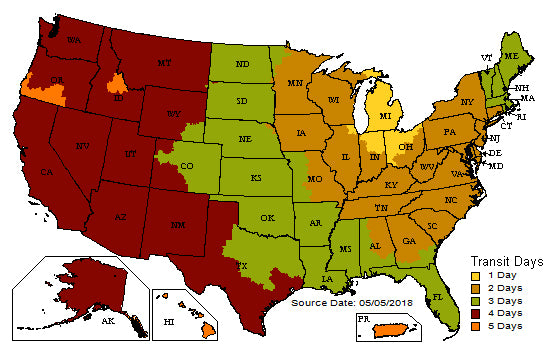 UPS Shipping Map