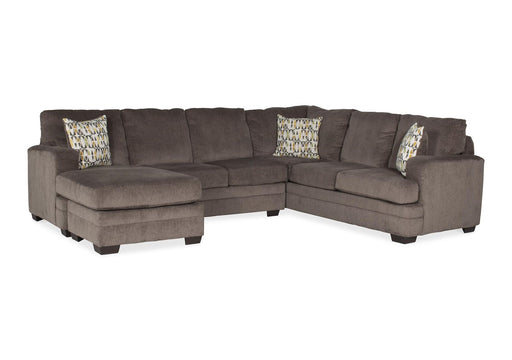 Hillel Pewter Gray Cloth Sectional Sofa with Chaise Lounge