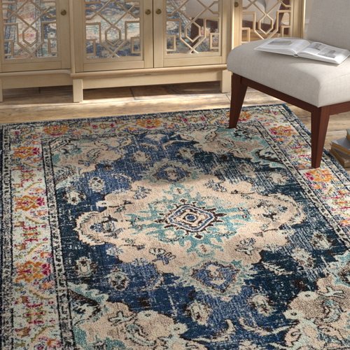 Annabel Power Loom Navy Blue Area Rug Sizes: Round 3', 4'x5'7'', 6'7''x9'2''