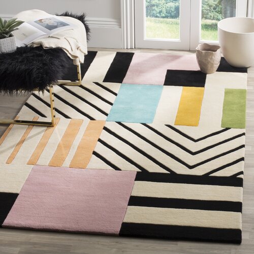 Dominica Hand-Tufted Wool Ivory/Black Area Rug 5' x 8'