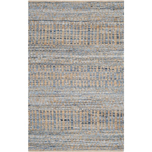 Bernd Hand-Woven Natural/Blue Area Rug