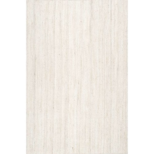 Burrillville Hand-Woven White Area Rug 8' x 10'