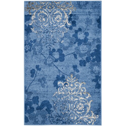 Frizzell Power Loomed Light Blue/Dark Blue Area Rug 6' x 9'