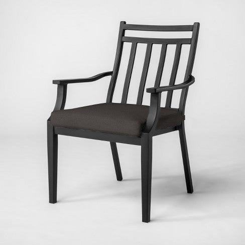 Fairmont Stationary Steel Patio Dining Chair - Charcoal