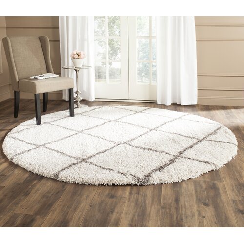 Duhon Ivory/Gray Shag Area Rug