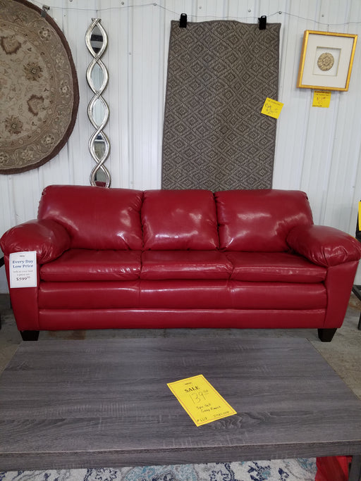 Grady Red Leatherette Sofa And Love Seat Set, Trapped Red