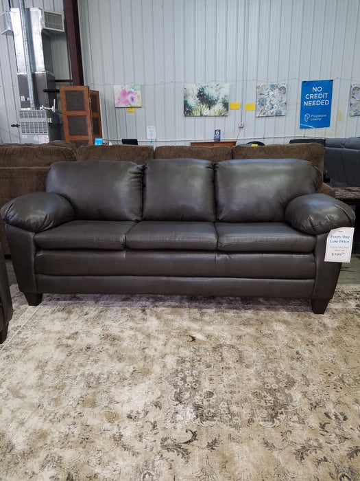 Grady Graphite Brown Leatherette Sofa And Love Seat Set, Cortez Graphite
