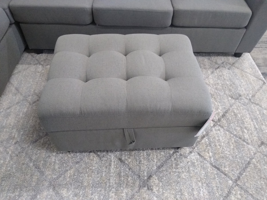 Steel Gray Linen Sectional with Ottoman (500413)