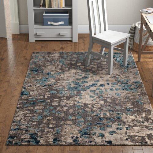 Indira Gray & Light Blue Area Rug - Size 8' x11'