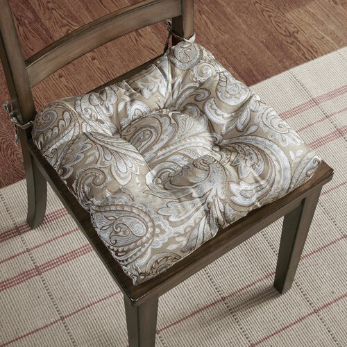 Jacquard Indoor Dining Chair Cushion Fabric: Blue