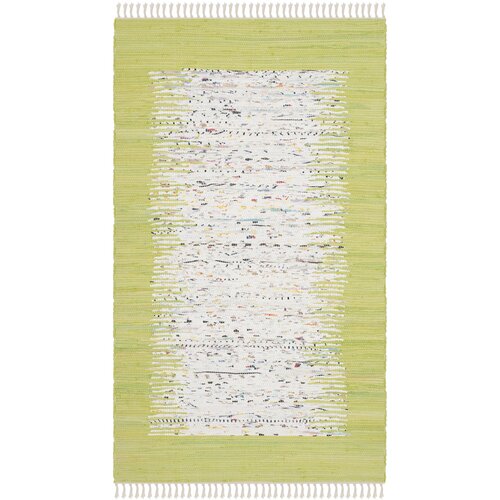 Ona Hand-Woven Cotton Ivory/Lime Area Rug 6' x 9'