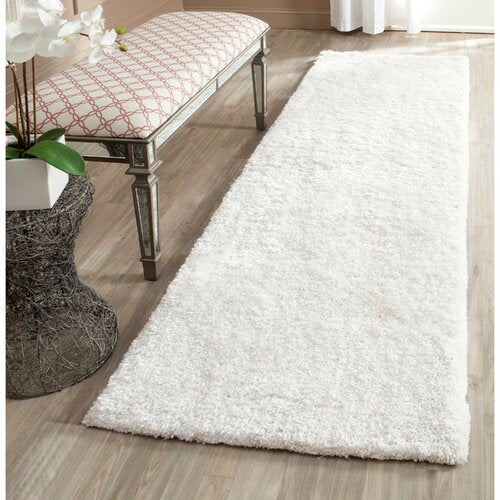 Maya Snow White Shag Rug  2'3" x 8'  Runner