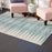 Elson Power Loomed Turquoise/Ivory/Navy Blue Area Rug 9' x 12'