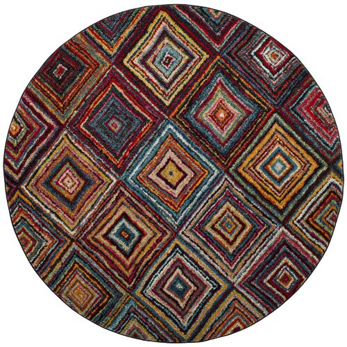 Miley Brown/Red Area Rug 6'7'' Round