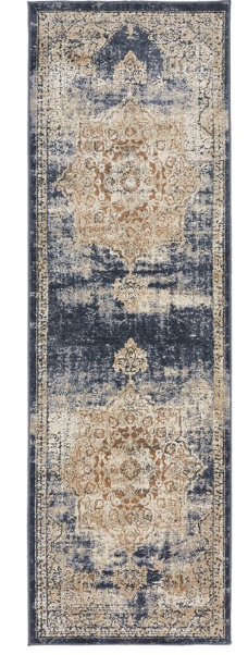 Abbeville Power Loom Dark Blue Area Rug - Size: Runner 2'2" x 6'7"