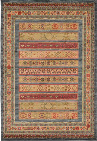 Foret Noire Machine Woven Blue Area Rug - Size: Rectangle 2'2" x 3'