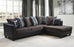 Anderson Sectional In Brown With Turquoise Aqual/Teal Accent Pillows