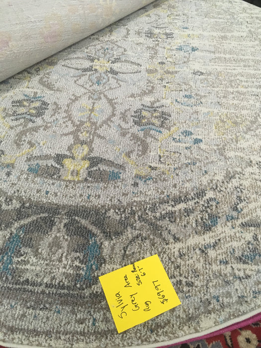 Bungalow Rose Sylvia Grey Area Rug Rug Size: Round 6'7"