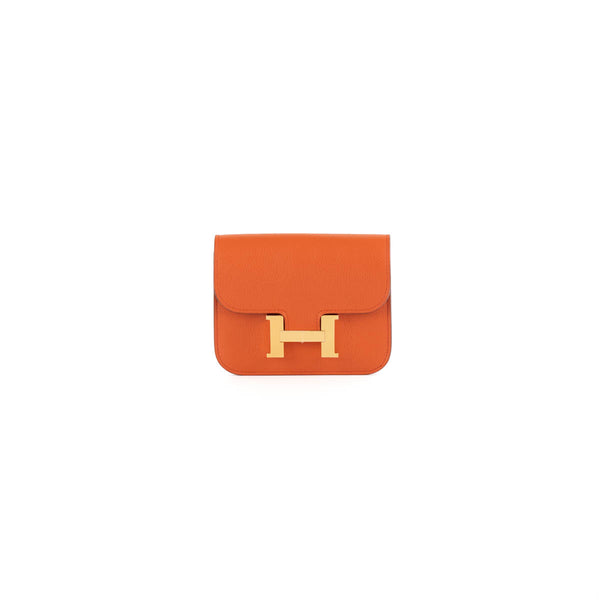 Hermes Constance Slim Wallet Waist Belt Bag Black Rose Gold Hardware at  1stDibs