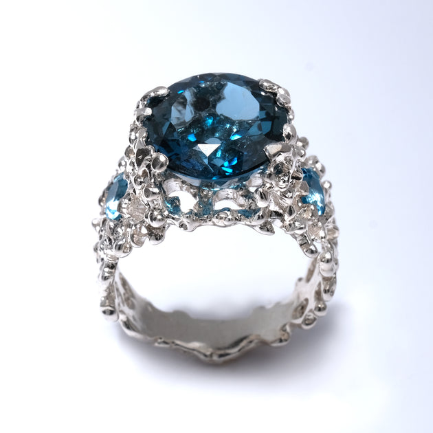 London Blue Topaz Solitaire 925 Sterling Silver Ring Size 6.25 7.25 8.25 9.25 