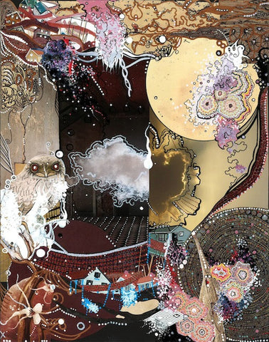Cloud Atlas - Collage & Paint Pen, 11" x 14" - Prints Available