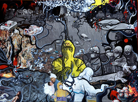 Nuclear Fear - 11" x 14" - 2011 - Prints Available - Interpretation of the Fukushima Nuclear Crisis