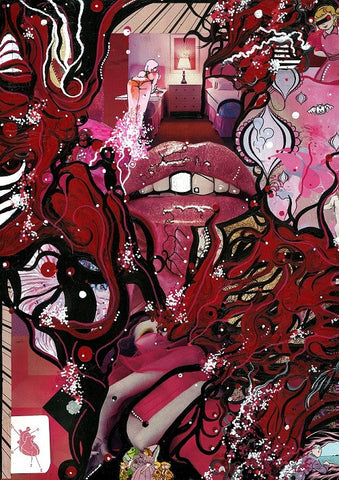 Pink - collage & paint pen, 11" x 14" - 2012 - Prints Available