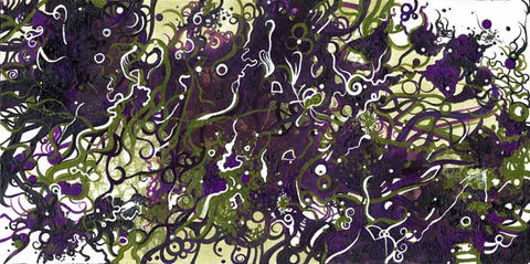 Purple Squid - Acrylic & Paper, 12" x 24"