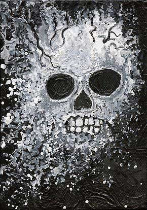 Skull Exploding - Acrylic, 5"x7" - SOLD - Prints Available