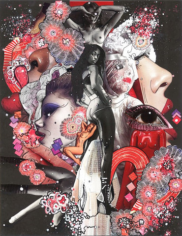 Erotica - Collage & Paint Pen, 11" x 14" 2013 - SOLD - Prints Available