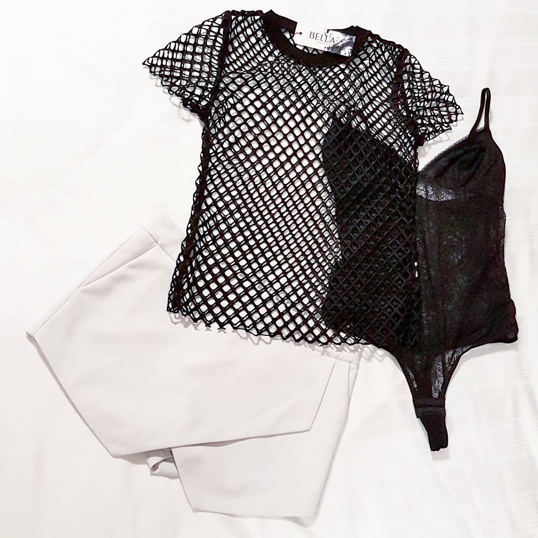 Bella London monochrome blog post, black sheer net top