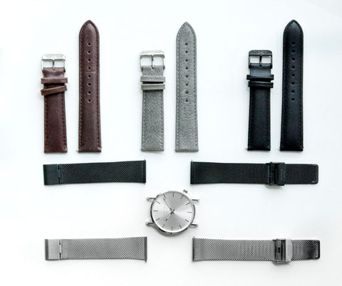 KANE Watches Minimal men's watches with interchangeable straps, All strap possibilities. 