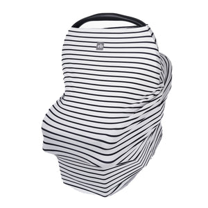 Breathable Nursing Cover | Travel Essential Shopping Cart Cover | Multi-Use Breastfeeding Cover | Functional High Chair Cover | Infinity Scarf | Black and White Pinstripe - EliteBaby