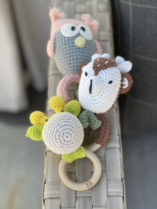 Crochet Baby Rattler | Baby Teether Set – Woodland Friends - 3 Pack - EliteBaby