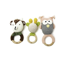 Load image into Gallery viewer, Crochet Baby Rattler | Baby Teether Set – Woodland Friends - 3 Pack - EliteBaby
