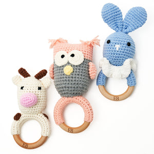 EliteBaby Cute Crochet Baby Rattler | Baby Teether – Cow - EliteBaby