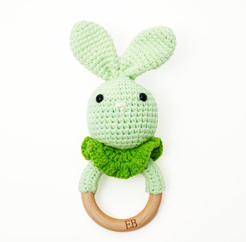 EliteBaby Cute Crochet Baby Rattler | Baby Teether – Green Bunny - EliteBaby