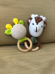 EliteBaby Cute Crochet Baby Rattler | Baby Teether – Moose - EliteBaby