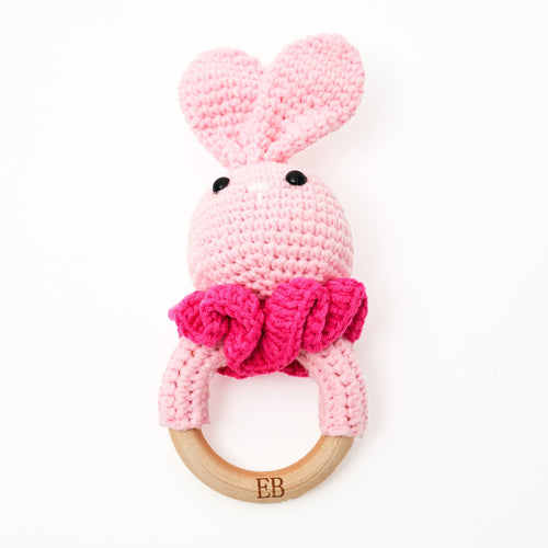 EliteBaby Cute Crochet Baby Rattler | Baby Teether – Pink Bunny - EliteBaby