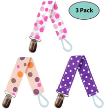 Load image into Gallery viewer, Pacifier Clip Holder For Girls, 3 Pack - EliteBaby
