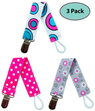 Load image into Gallery viewer, Pacifier Clip Holder For Girls, 3 Pack - EliteBaby
