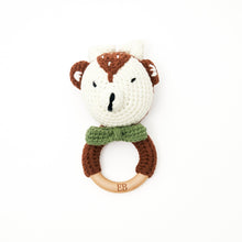 Load image into Gallery viewer, Wooden Ring Crochet Baby Rattler | Baby Teether Set – Animal Friends - 3 Pack - EliteBaby
