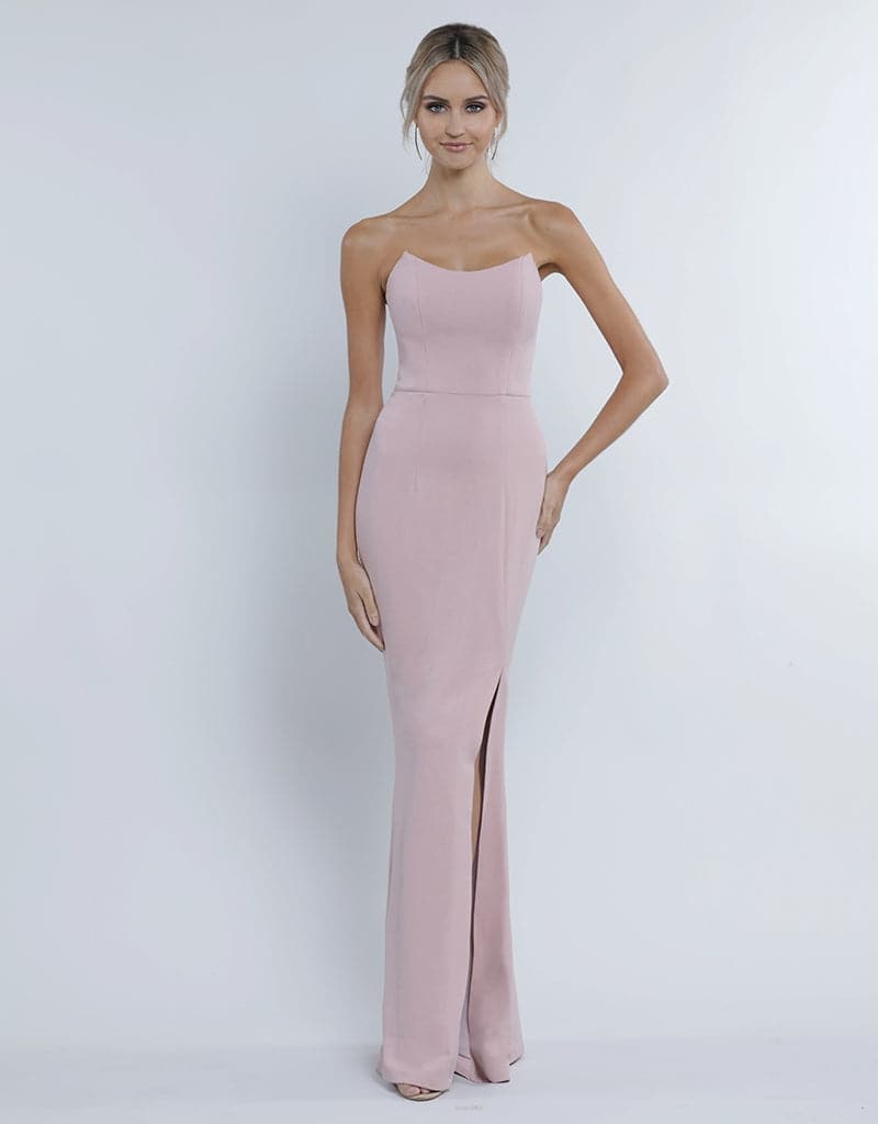 bariano strapless column gown