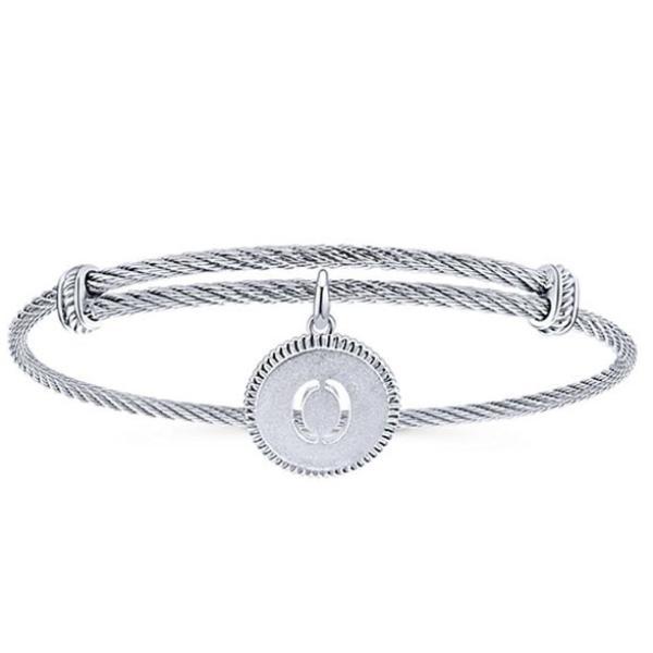 Silver/SS Round Initial Disk Bangle
