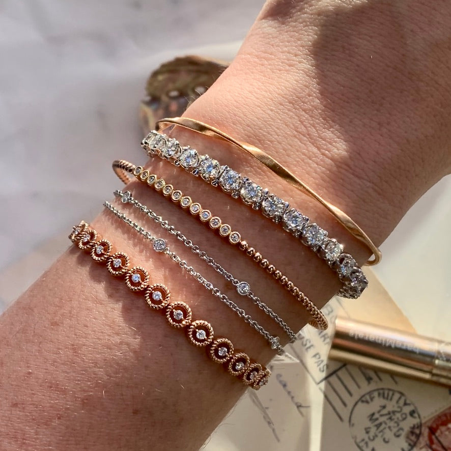 Round Eternity Pave Diamond Tennis Bracelet