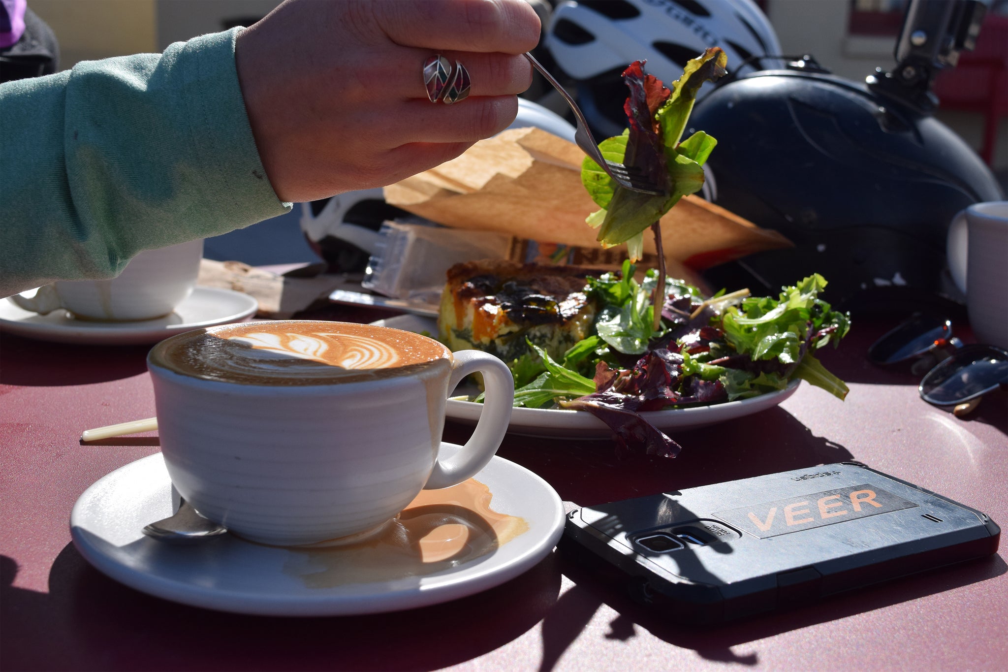 Equator Veggie Quiche and Cappuccino fueled VEER riders