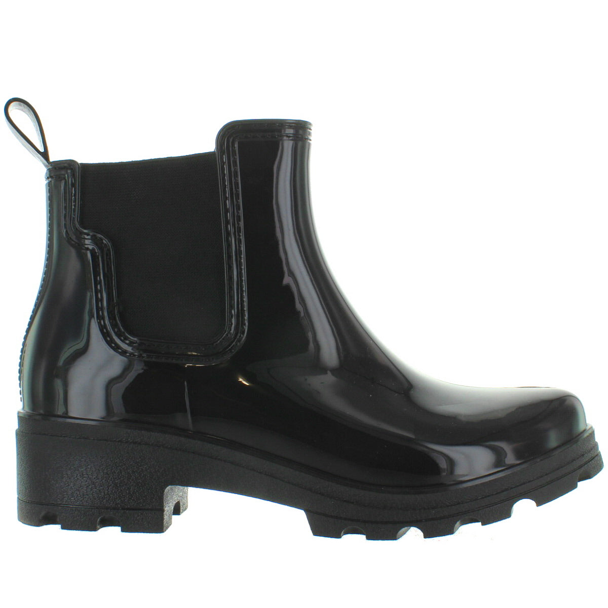 short black shiny rain boots